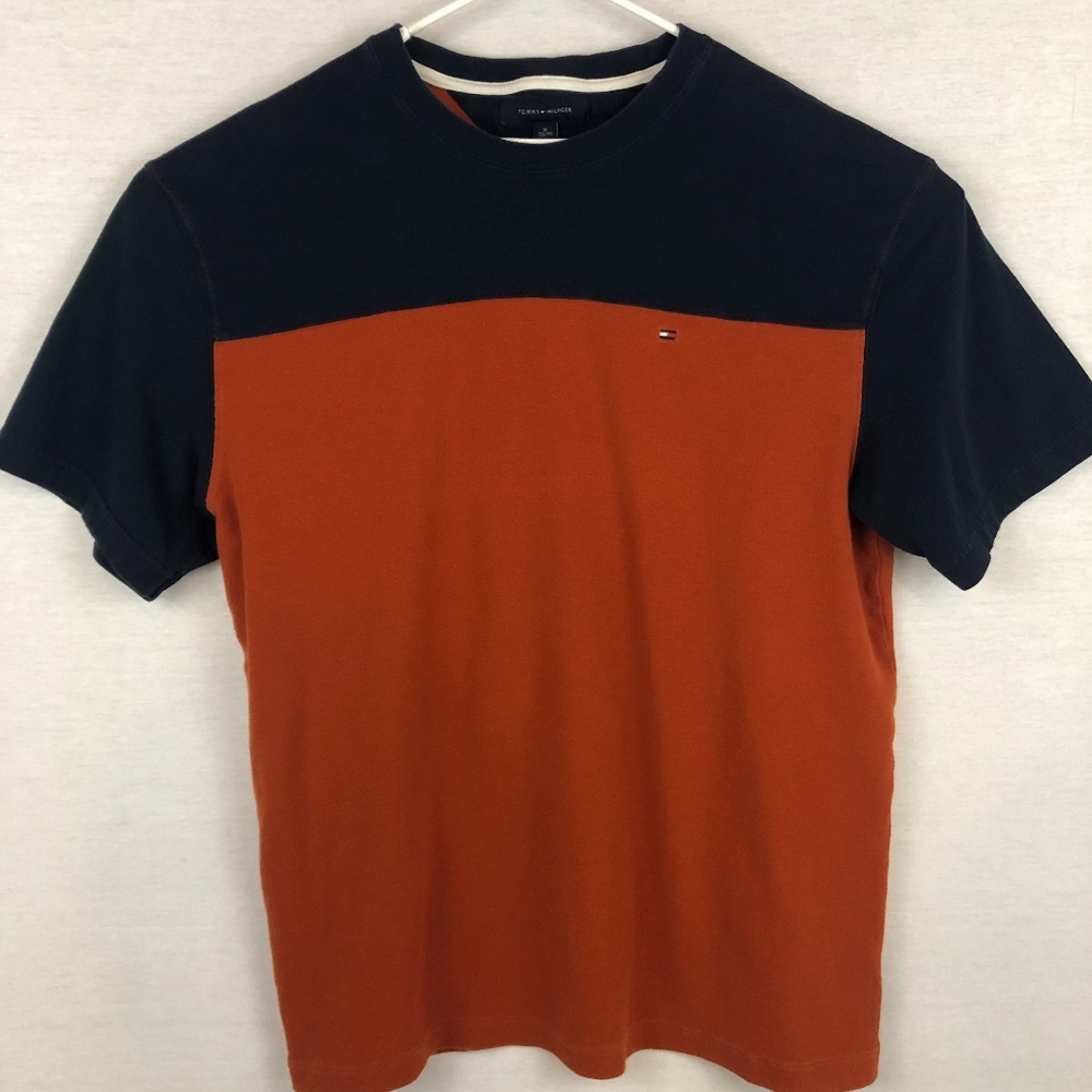 VINTAGE Tommy Hilfiger Color Block Orange/Navy Tee
